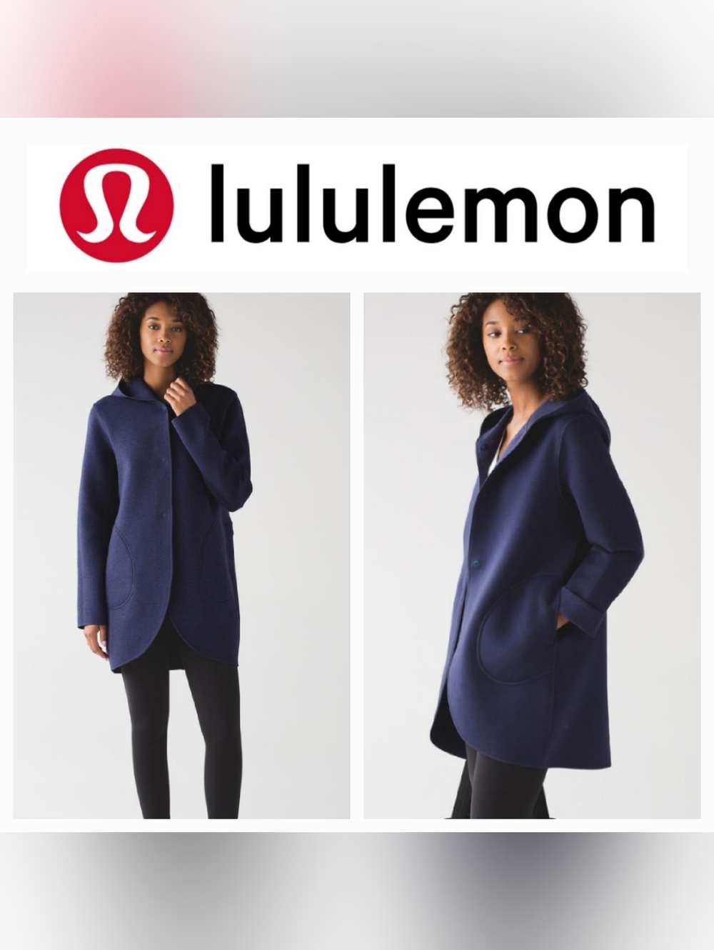 Lululemon Reversible Jacket Urban Horizons Cinch Waist Navy Blue Sz Small